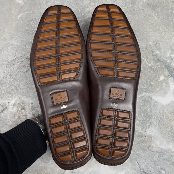 Gucci GG Canvas Vintage Moccasins Brown Leather 10 G or 10.5 US or 44 EUR - Picture 8 of 11